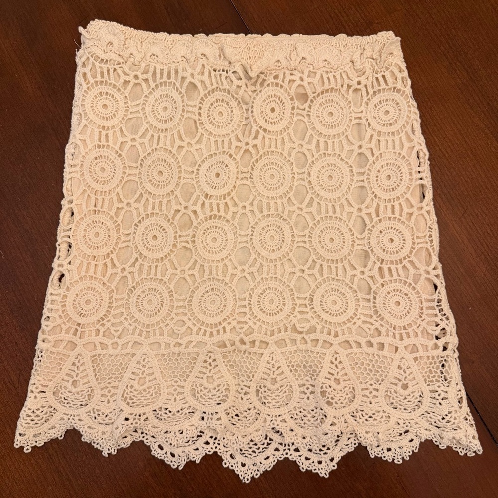 Forcynthia Beachwear White Crochet Mini Skirt Size XS